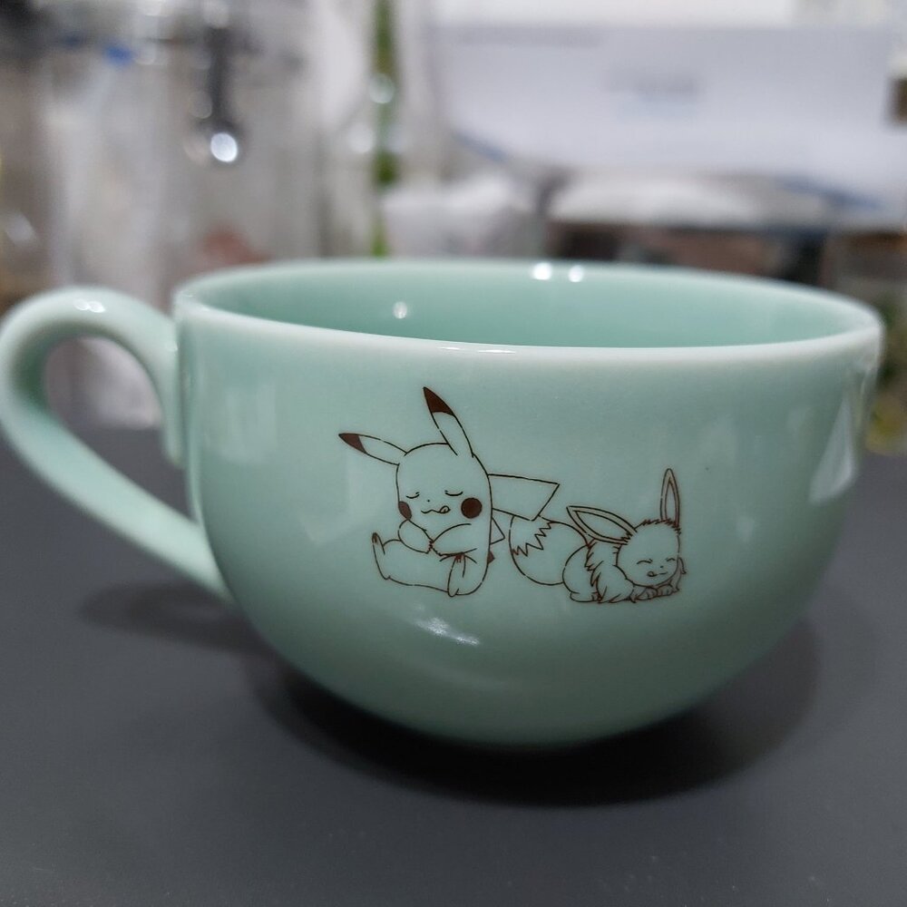RARE Pokemon Mimikkyu’s Cafe Time Mug Cup Green Super Cute Practical Love Anime